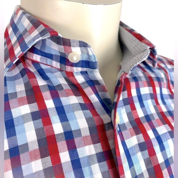 Stunning Thomas Dean Plaid L/S Casual Dress Shirt Like New Condition Size Large - Picture 4 of 9